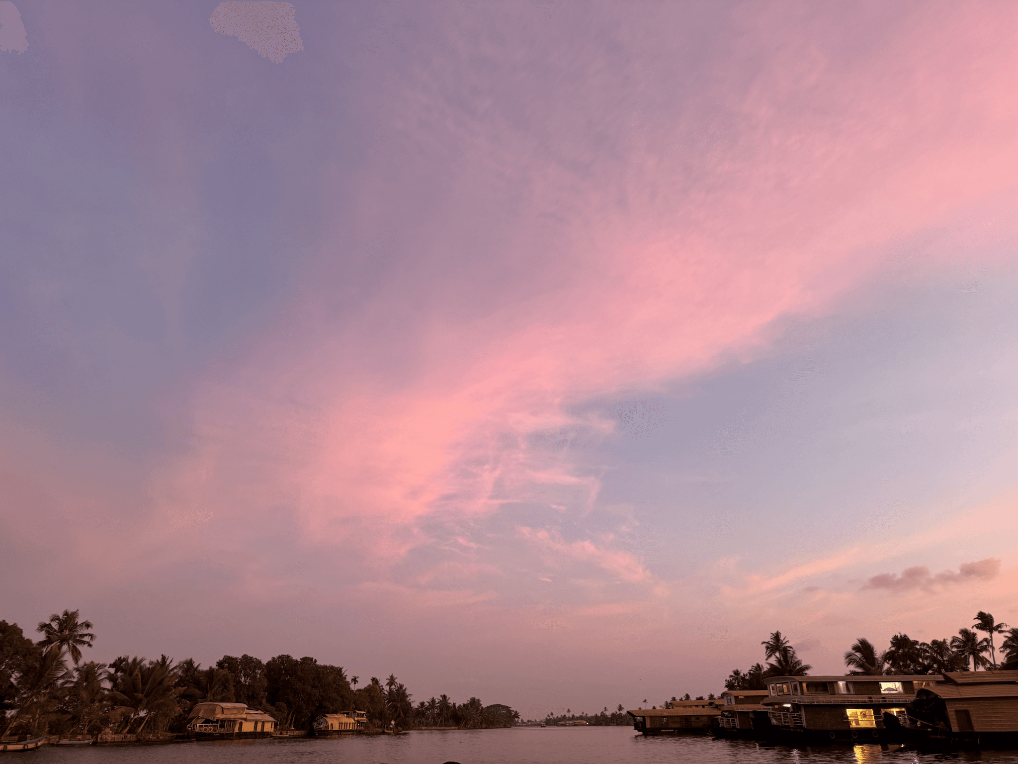 Golden-hour guest moment from the Kerala backwaters